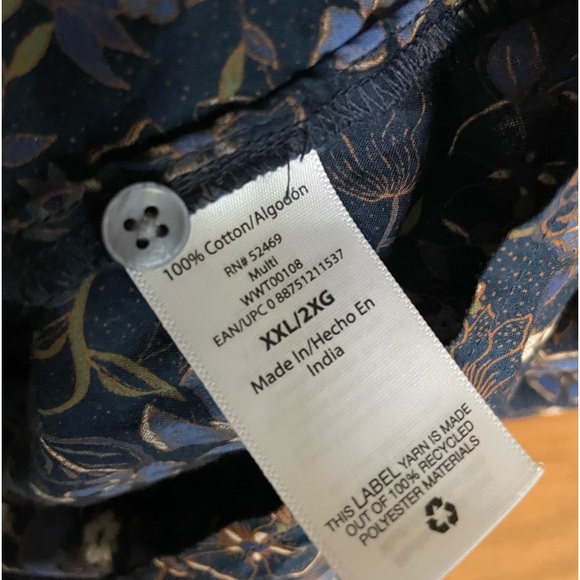 NWT Free Assembly 2X Floral 100% Cotton top blouse - Picture 7 of 9